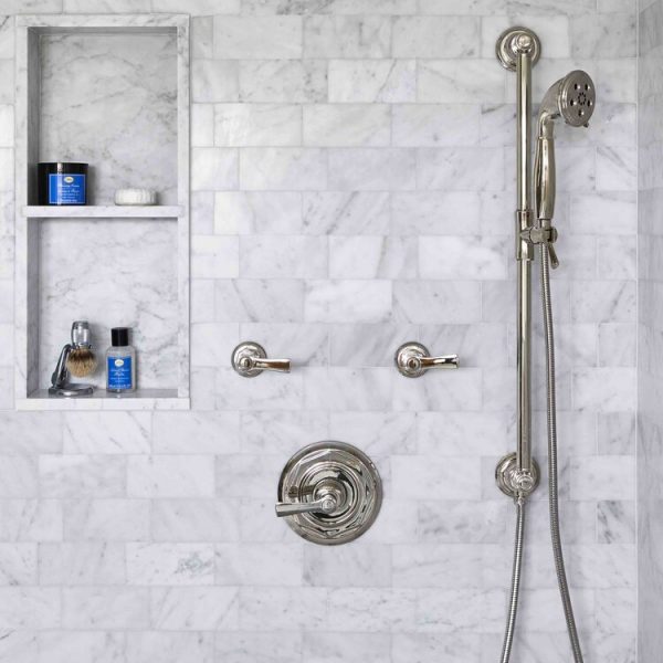 chrome accent shower hardware South Shore project by Cabinet Plant